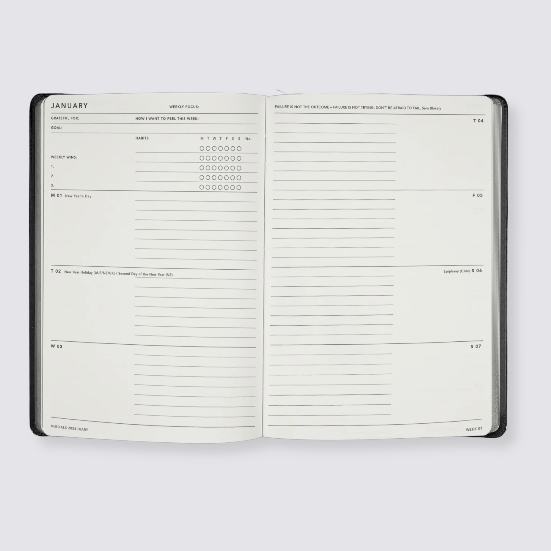 A5 weekly diary 2024
