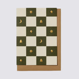checkerboard card with envelope