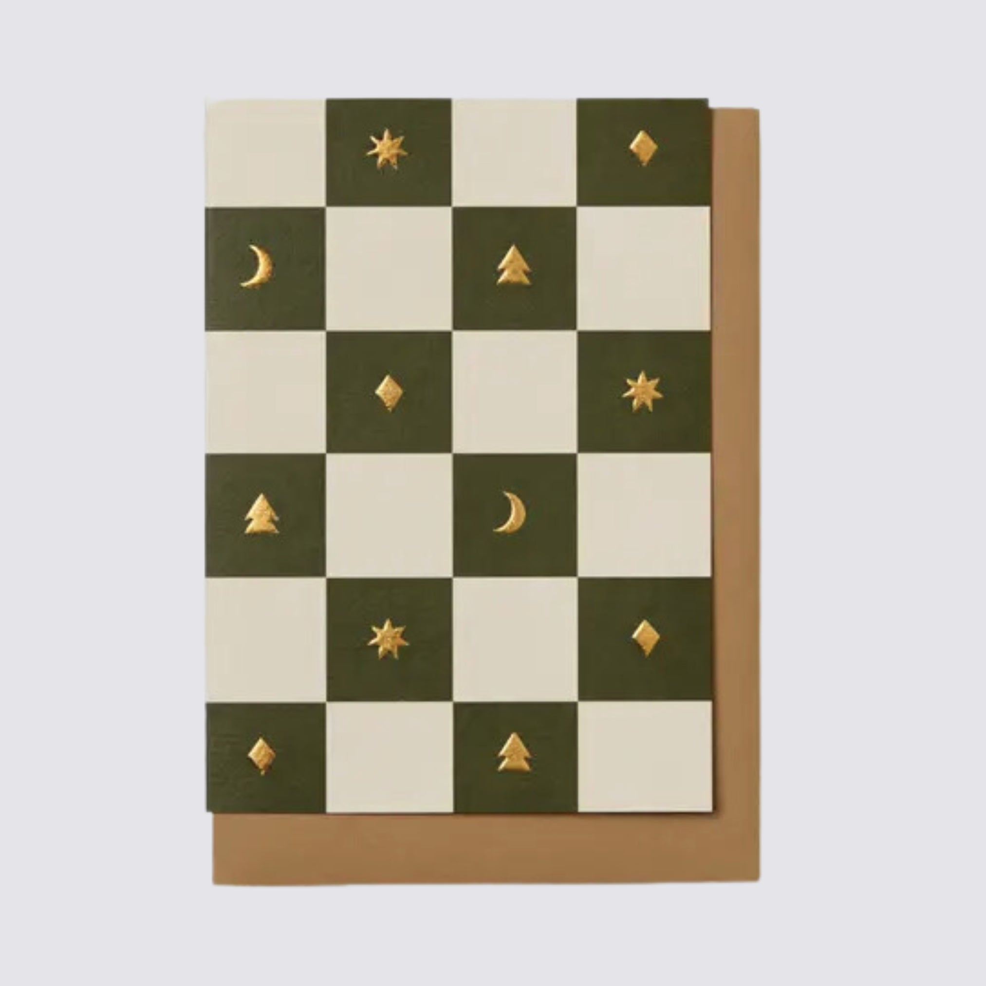 checkerboard card with envelope