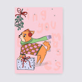 Dogs Kissing Under the Mistletoe