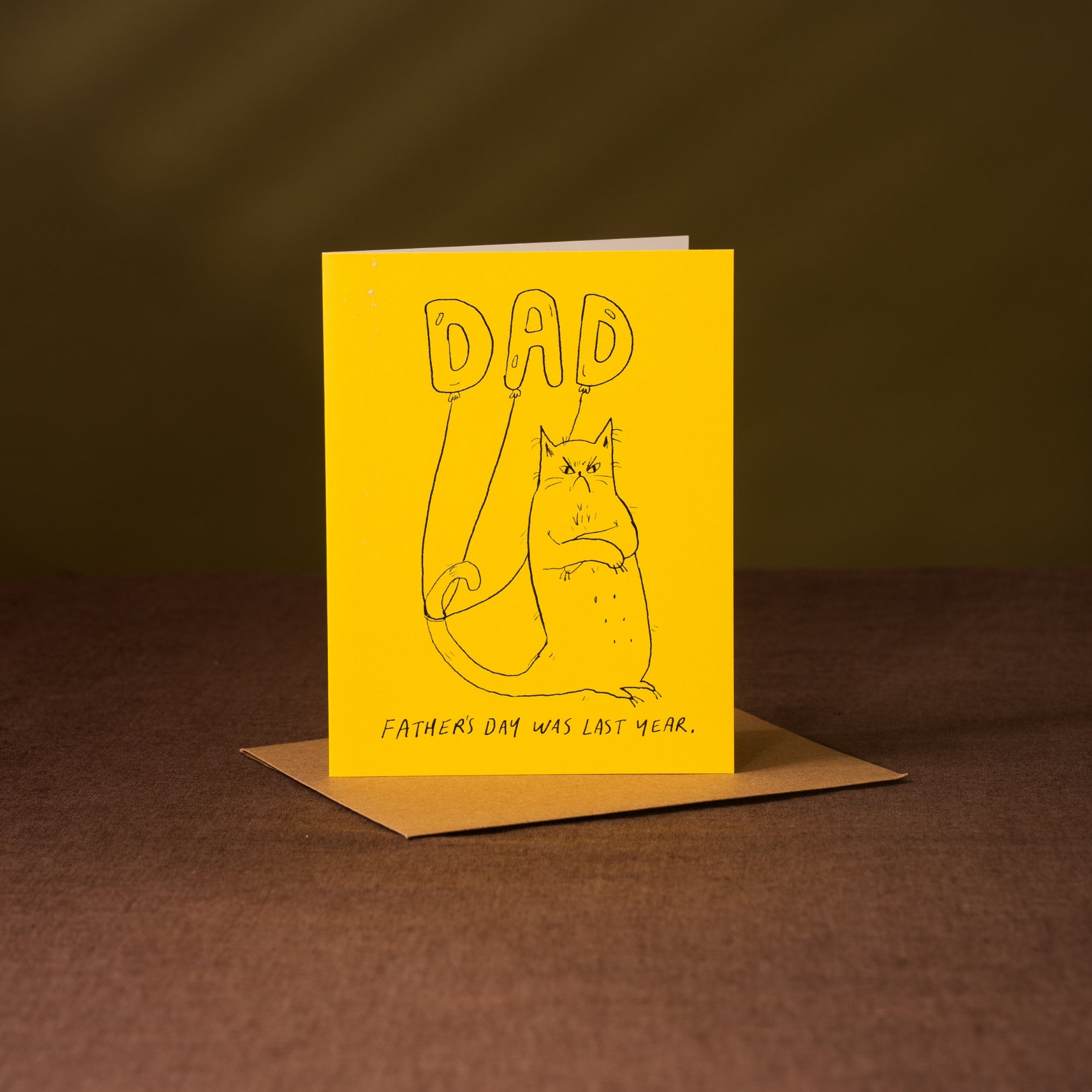 funny grumpy cat yellow fathers day card
