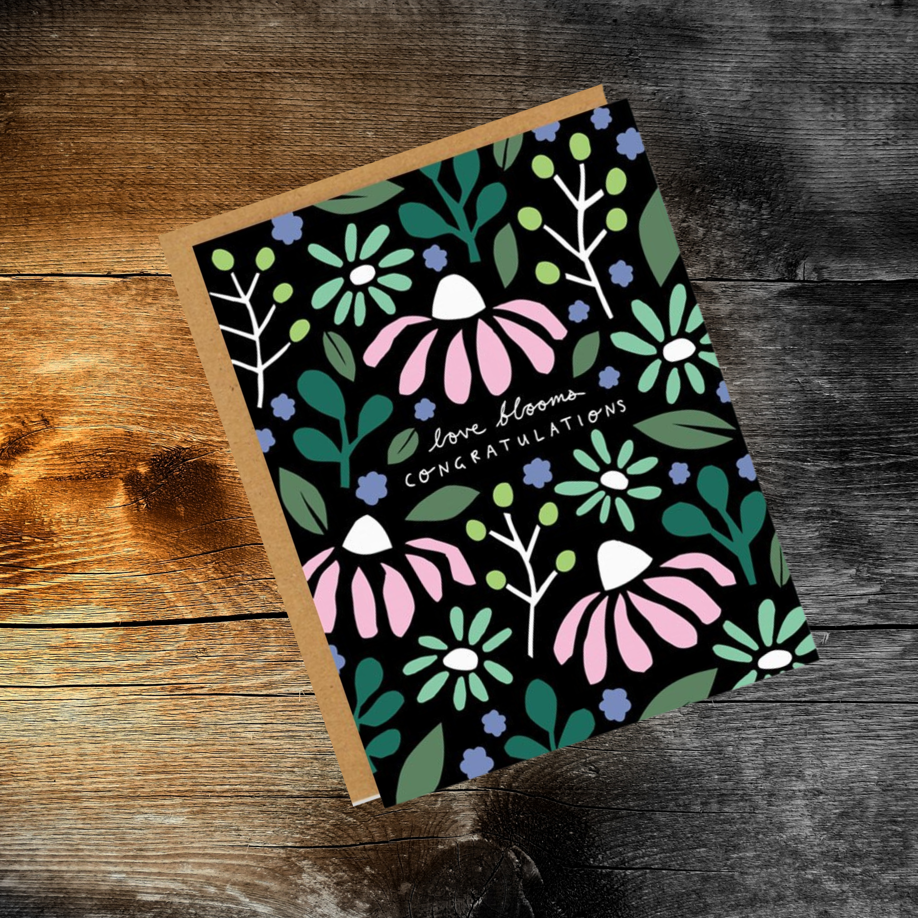 Love Blooms Floral Congratulations Card