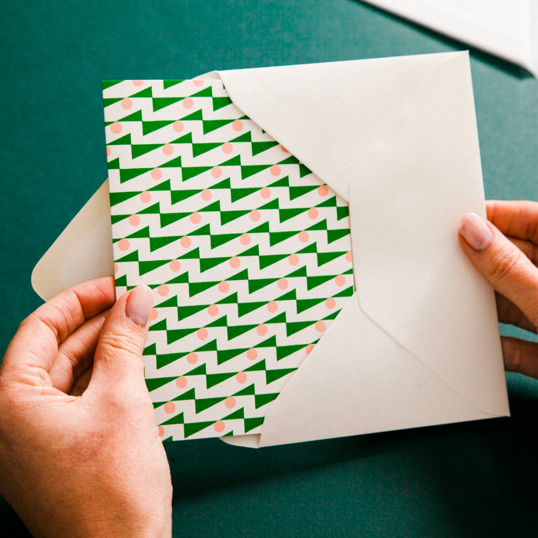 Patterned Card - Enid Print in Pink & Green