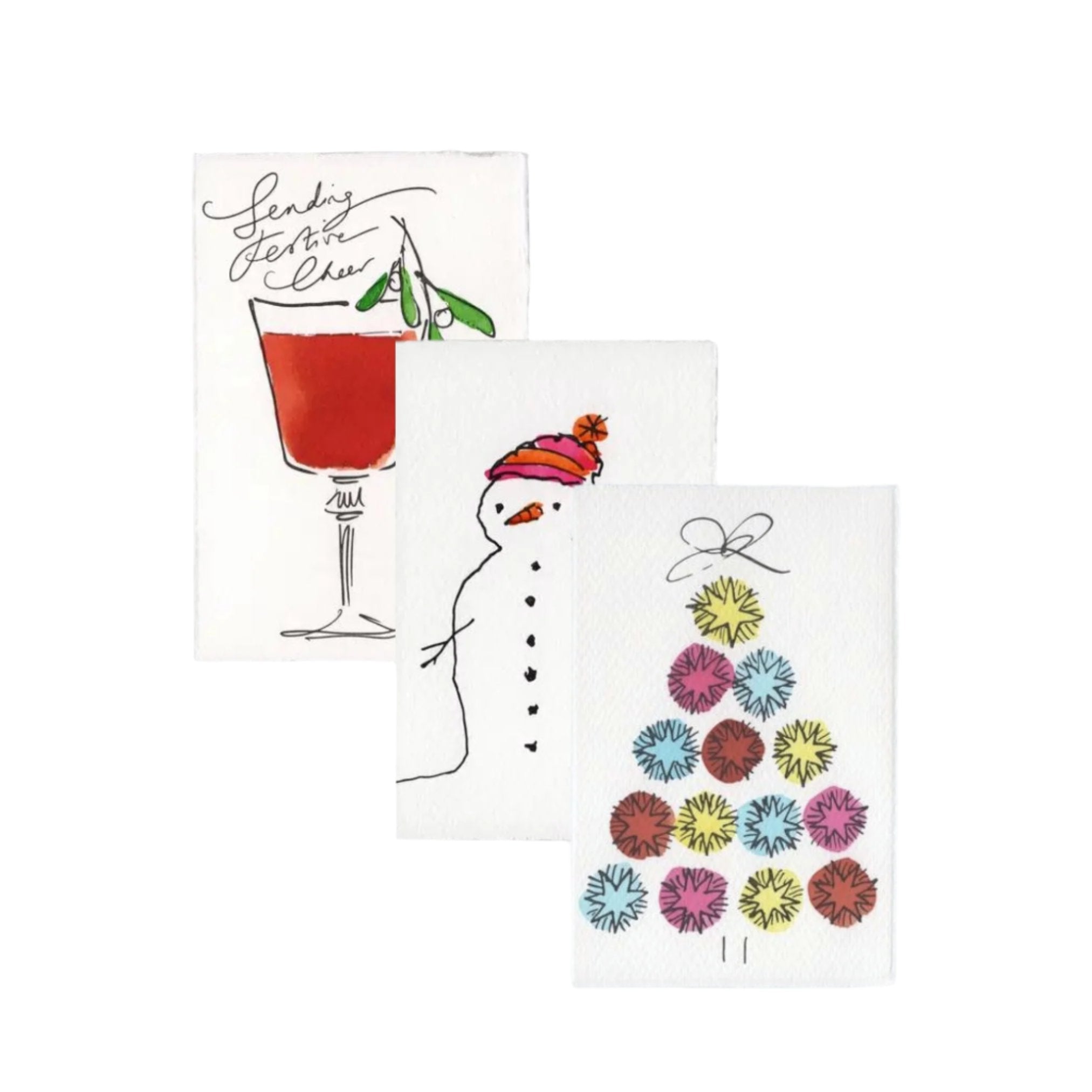 Three Mini Illustrated Christmas Cards 