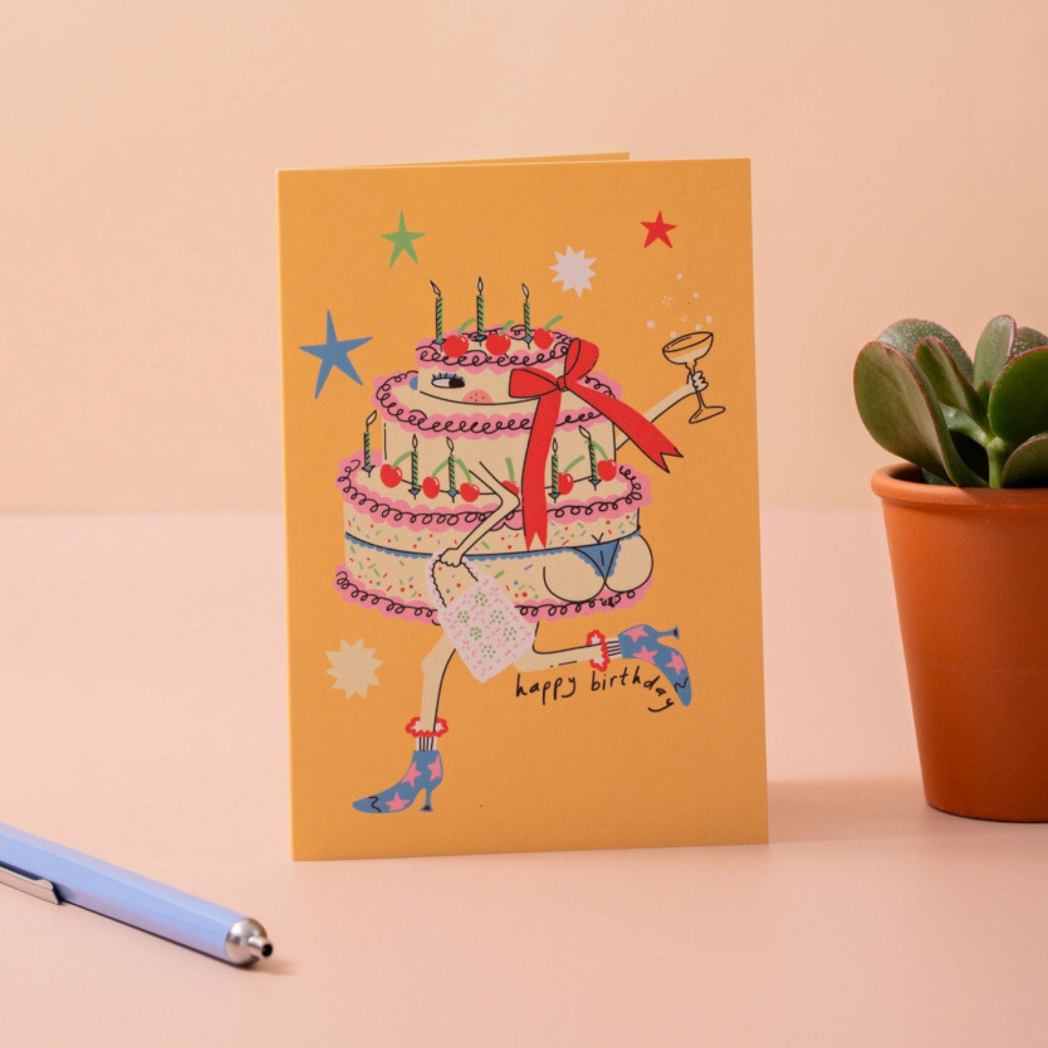 Just A Cake in Boots Bday Card