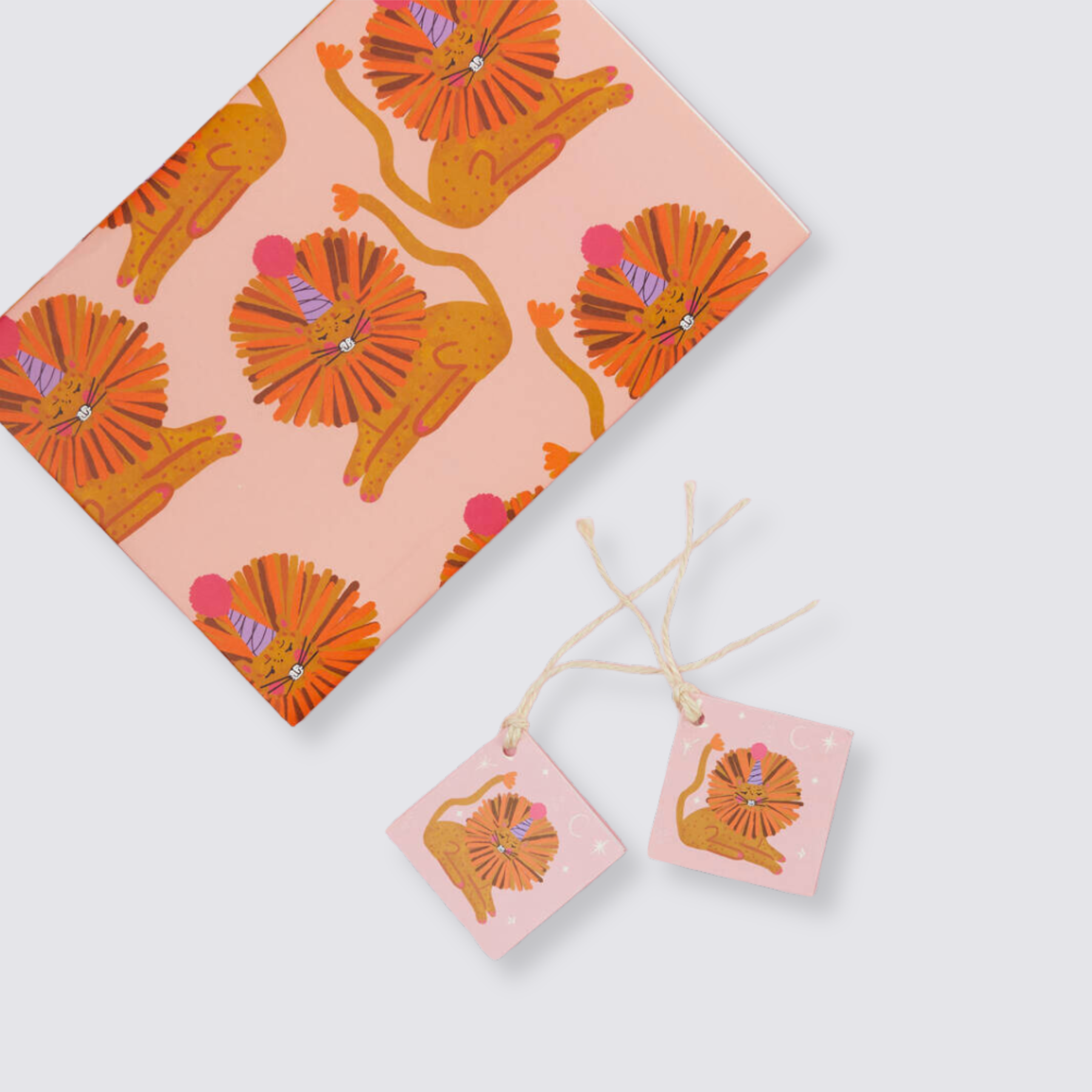 gift wrap and tags party lion