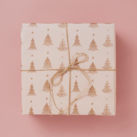 Pink tree gift wrap and gift tags set